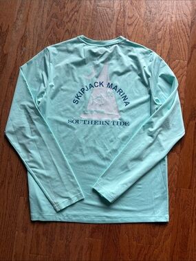 Southern Tide Long-Sleeve performance Skipjack Marina Tee - Mint Green
